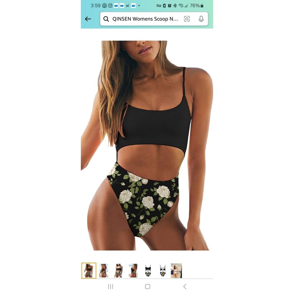 NWOT Floral swim suit, one piece Scrunch Bottom SMALL